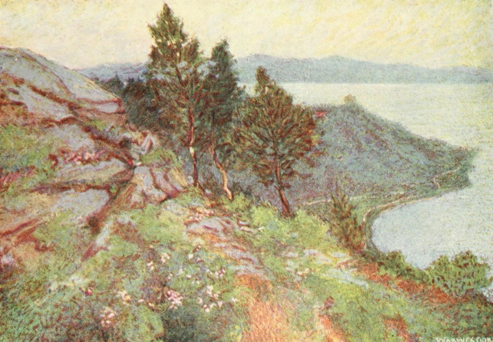 Constantinople 1906 Princes Islands Poster Print by Warwick Goble showcasing serene landscape.