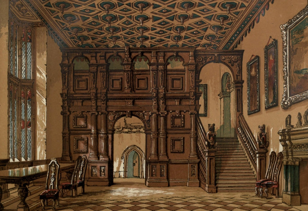 Leighton Bros Old England c.1860 Methley Hall Poster Print