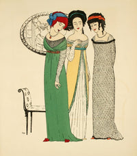 Les Robes de Paul Poiret 1908 Poster Print featuring three ladies in green dresses by Paul Iribe.
