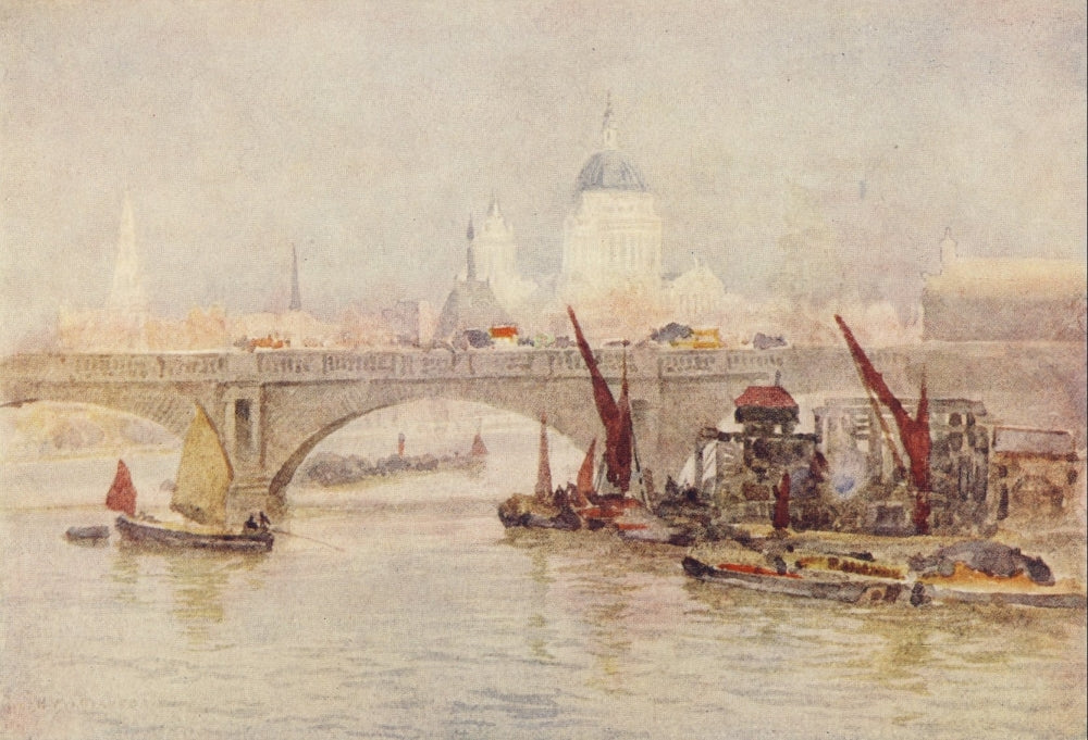 Scenery of London 1905 Waterloo Bridge Poster Print by Herbert Marshall