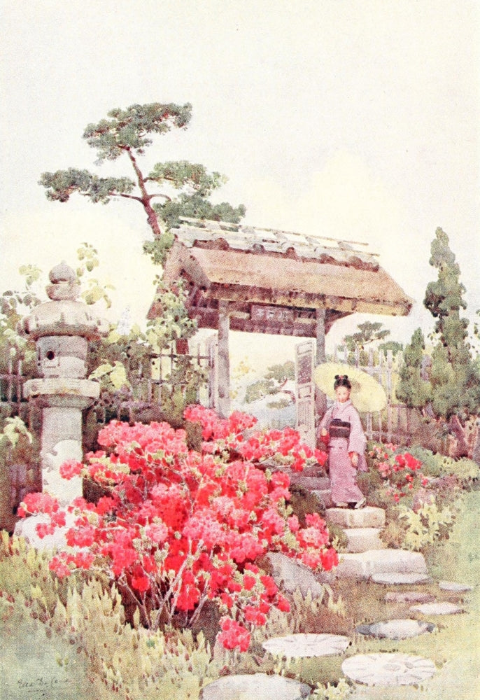 Azaleas Flowers & Gardens of Japan art print by Ella Du Cane, 1908.
