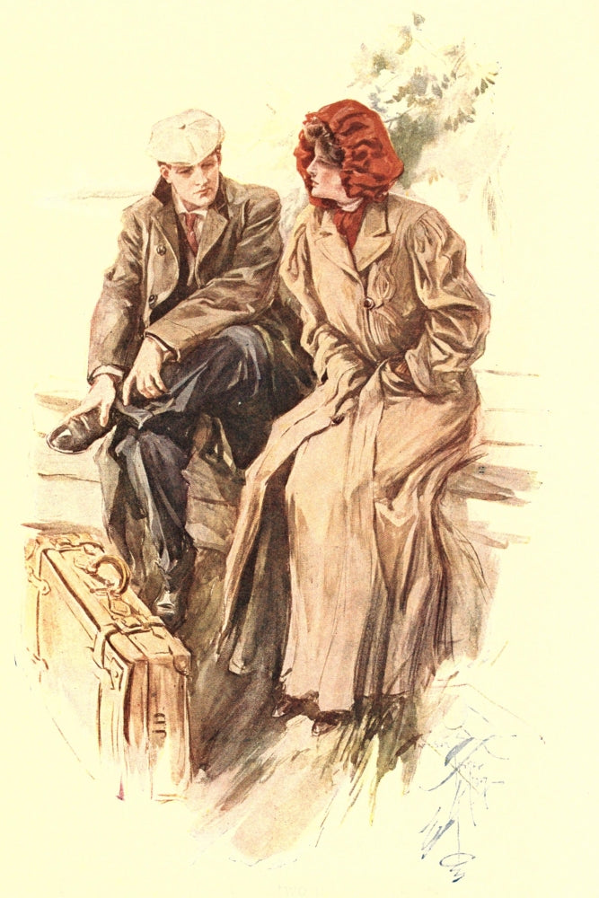 The Flyers 1907 Waiting with Suitcase Poster Print by Harrison Fisher