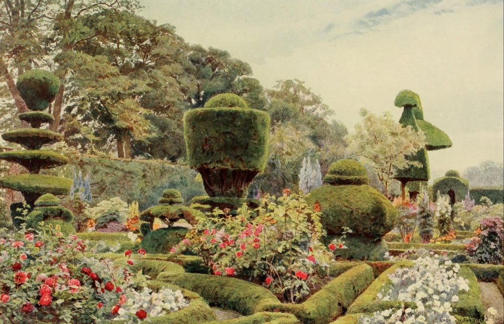 Some English Gardens Poster Print by George S. Elgood featuring roses and pinks.