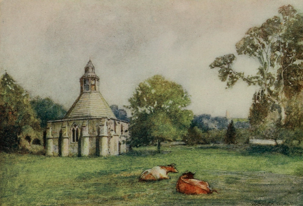 Glastonbury Abbey and Tor Poster Print by Warwick Goble