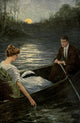 Midsummer Wooing Moonlit Lake Poster Print by John Goss