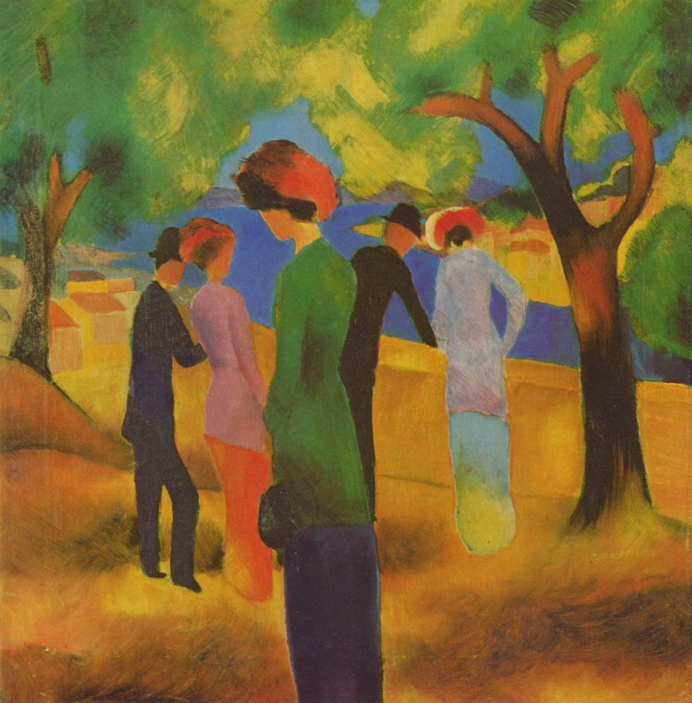Lady in Green Jacket Art Print by August Macke, vibrant expressionist artwork
