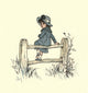 Under the Window 1879 Art Print by Kate Greenaway featuring a girl on a gate.