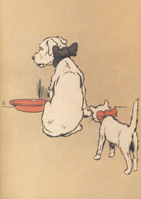 The White Puppy 1909 Poster Print by Cecil Aldin showcasing a playful white puppy.