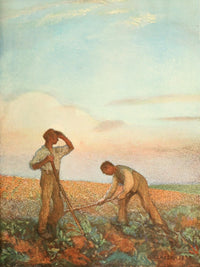 Hoeing Poster Print by George Clausen, showcasing agricultural life.