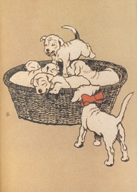 The White Puppy Puppies Poster Print by Cecil Aldin showcasing playful puppies.