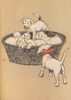 The White Puppy Puppies Poster Print by Cecil Aldin showcasing playful puppies.