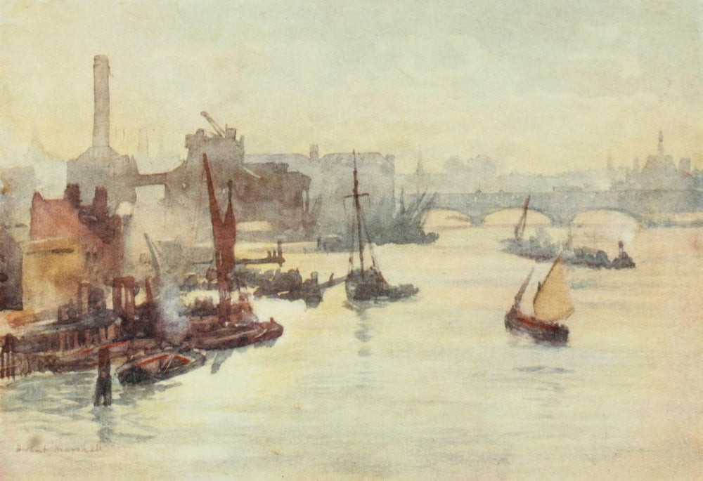 Scenery of London 1905 Poster Print from Southwark Bridge