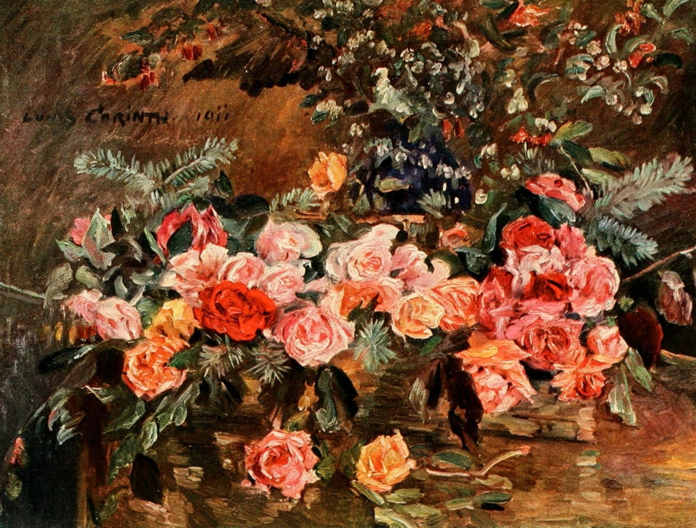 Roses Art Print by Lovis Corinth, 1911, vibrant floral artwork