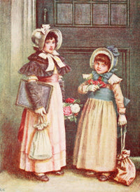 Kate Greenaway Two Girls Going to School Poster Print from 1905