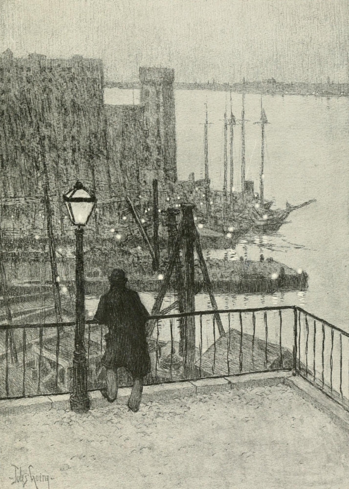 New York Sketches 1902 Looking Up East River from 59th St Poster Print by Jules Guerin