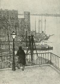 New York Sketches 1902 Looking Up East River from 59th St Poster Print by Jules Guerin