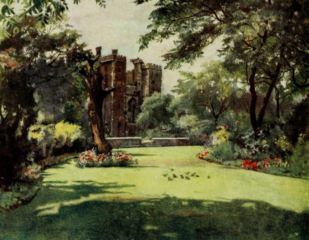 Gardens of Celebrities 1918 Lambeth Palace Poster Print featuring lush historic gardens.