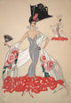 Elegant Woman in Silver Dress Holding a Fan Poster Print by John Held