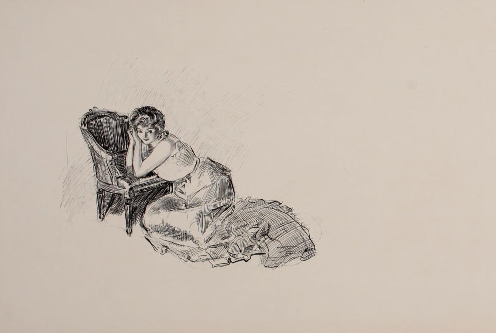Social Ladder 1902 Lady by Chair Poster Print by Charles Dana Gibson