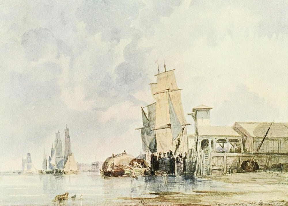 British Water Colour Painting 1908 On Thames Poster Print by George H. Chambers