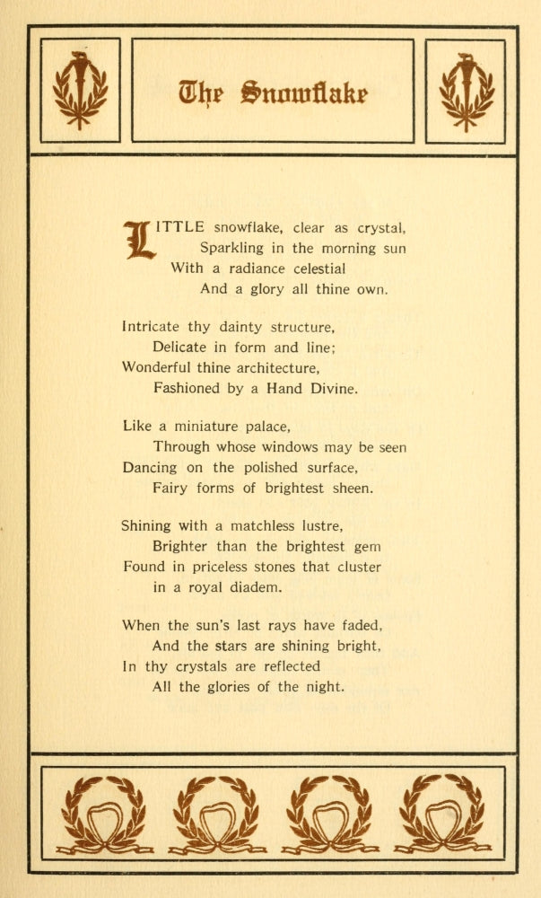 Christmas & New Year Carols 1911 The Snowflake Poster Print by John F. Herget