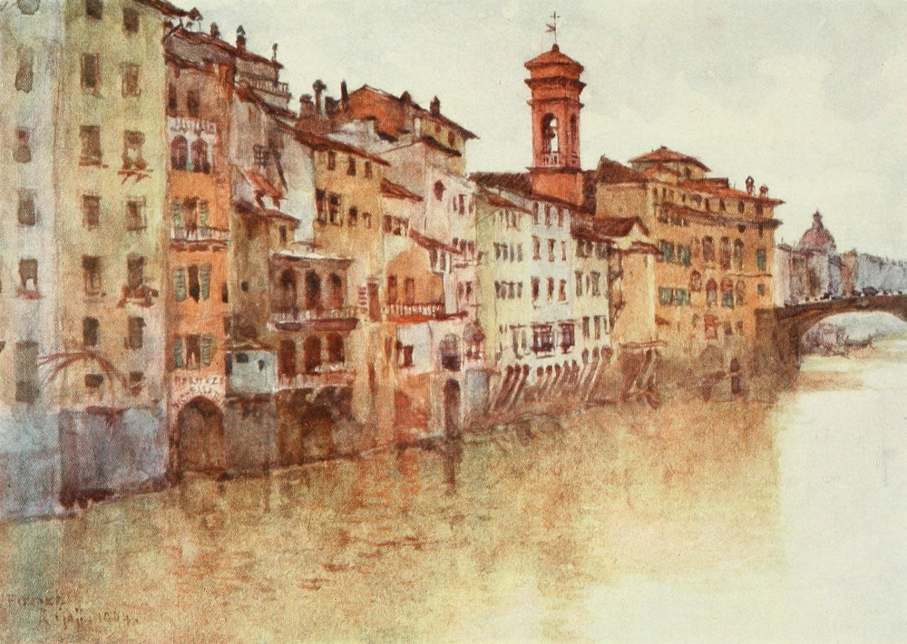 Florence & Some Tuscan Cities Poster Print by R.C. Goff featuring old houses in Borgo S. Jacapo