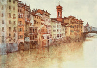 Florence & Some Tuscan Cities Poster Print by R.C. Goff featuring old houses in Borgo S. Jacapo