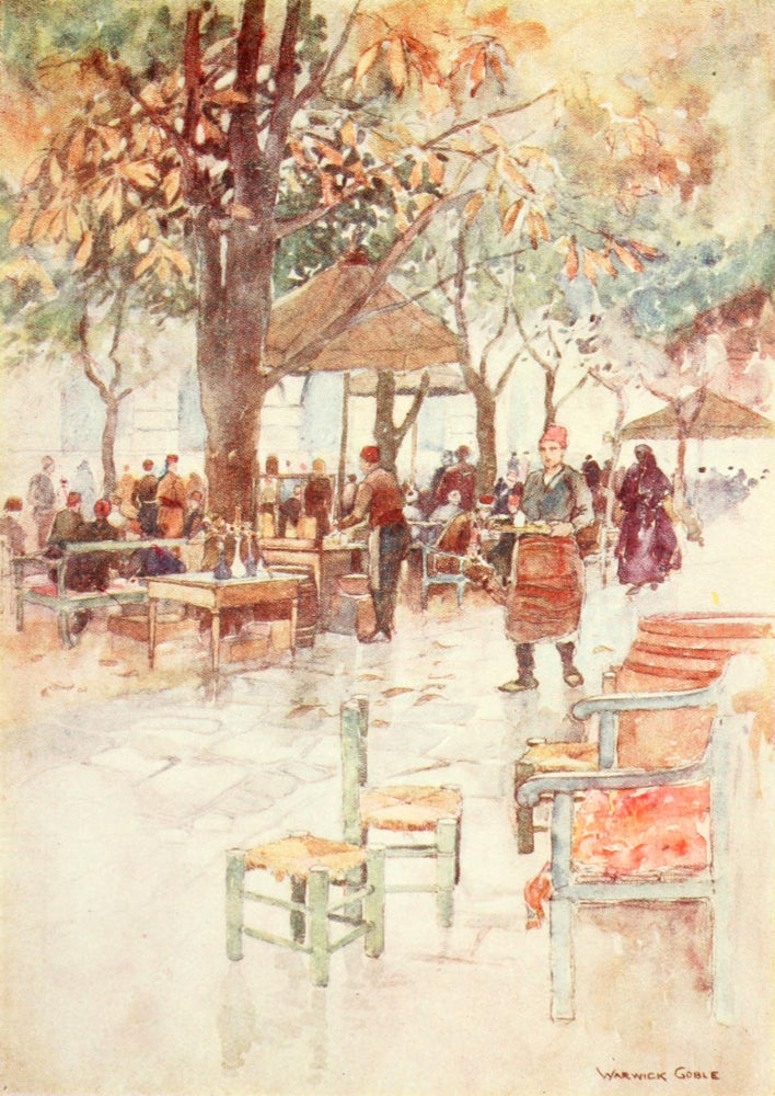 Constantinople 1906 Open-Air Cafe Art Print by Warwick Goble