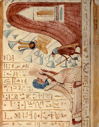 A Nile Journal 1908 poster print depicting Pennut worshipping Hathor by Frances M. Hornby.