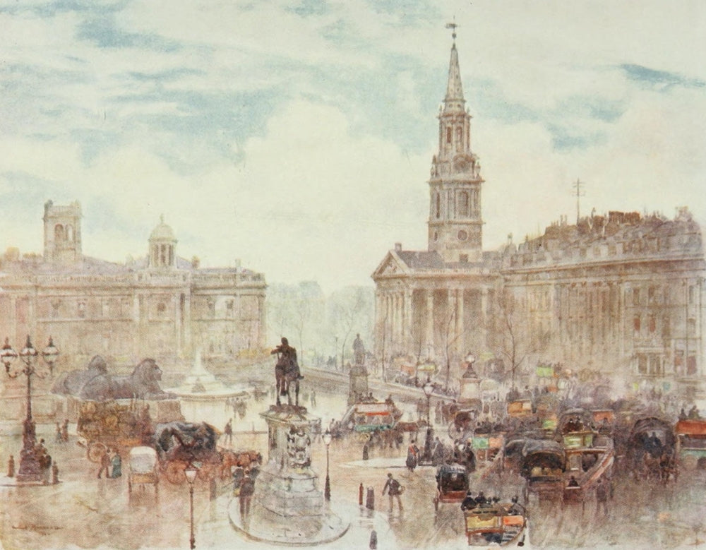 Scenery of London 1905 Trafalgar Square Poster Print