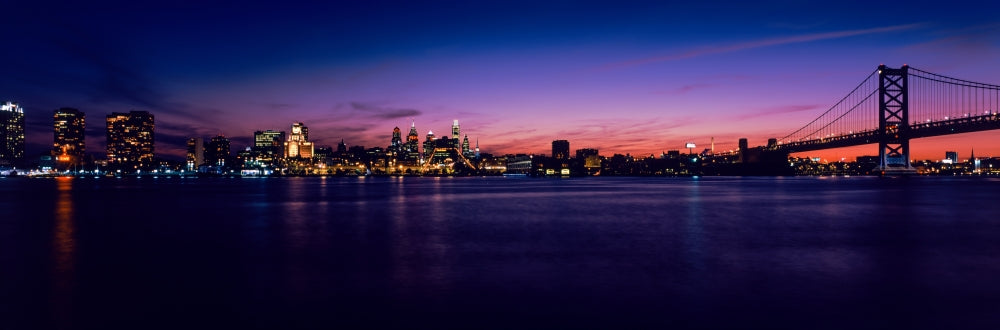 Ben Franklin Bridge Poster Print over Delaware River in Philadelphia