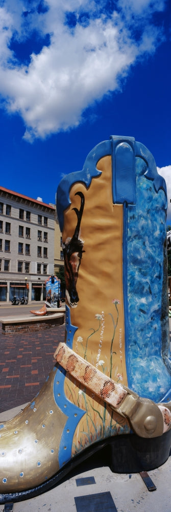 Cowboy Boot Sculpture Poster Print showcasing the iconic art in downtown Cheyenne, Wyoming