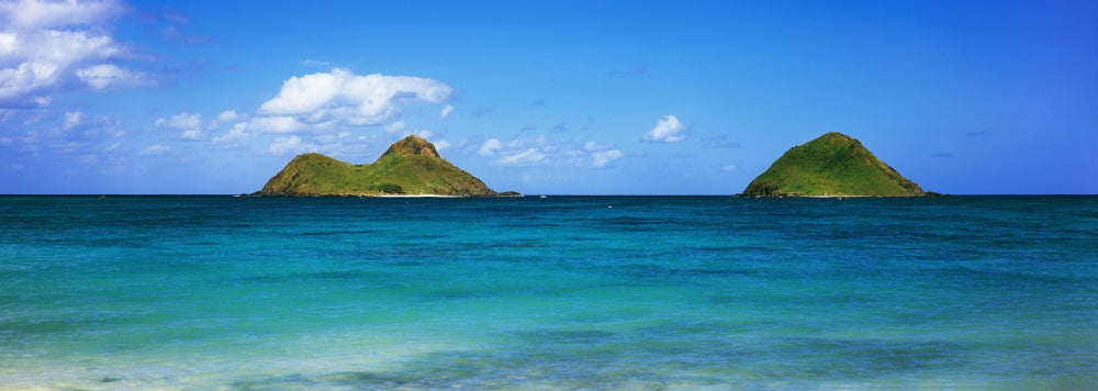 Ocean with Mountains in the Background Poster Print from Lanikai, Hawaii