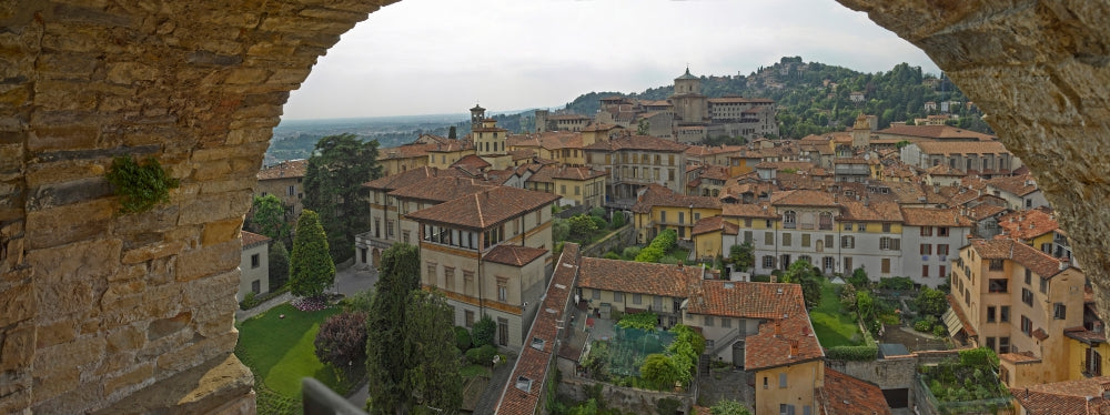 City view from Torre Civica, Bergamo, Lombardy, Italy poster print.
