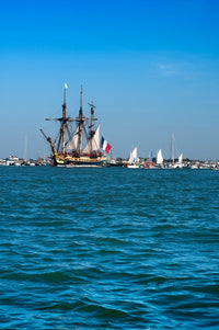 L'Hermione ship in the Charente Estuary, France poster print.