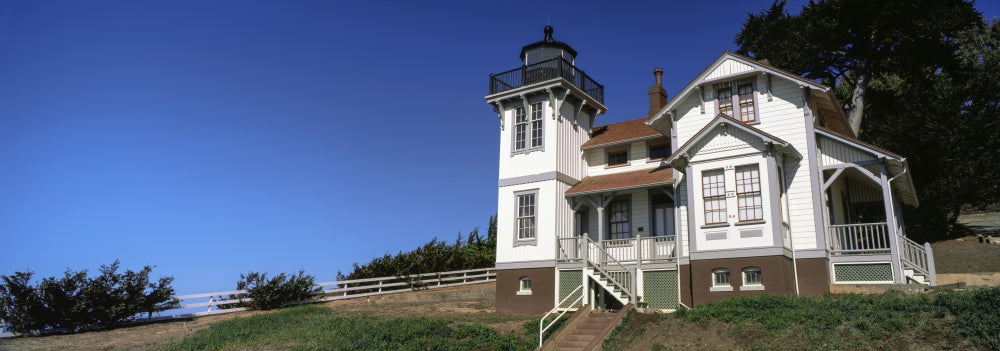 Point San Luis Lighthouse Poster Print showcasing a low angle view of the lighthouse