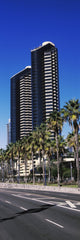 Low angle view of skyscrapers in San Diego, California poster print