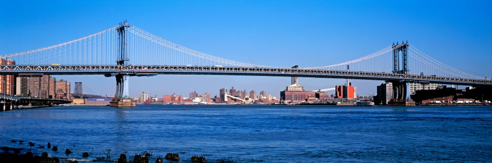 View of the Manhattan Bridge poster print showcasing the iconic New York City skyline.