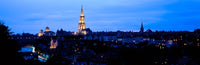 Bern Cathedral and Skyline at Dusk Poster Print showcasing the beauty of Bern, Switzerland.