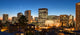 Skyline at dusk poster print featuring Oakland, California.