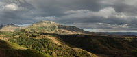 Elevated view landscape poster of Lalibela, Ethiopia at dusk.