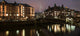 HafenCity Hamburg waterfront illuminated at night poster print