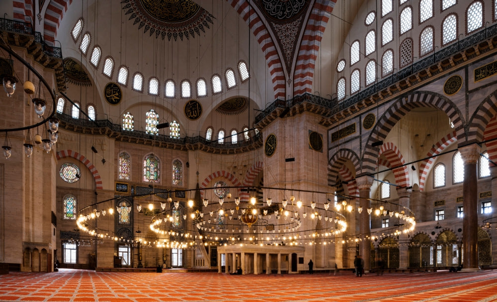 Interior of the Suleymaniye Mosque Poster Print - Istanbul, Turkey