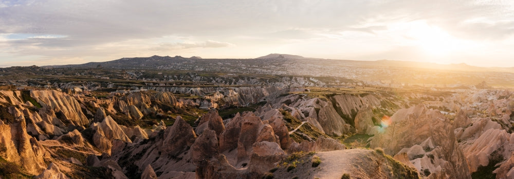 Sunset view over Red Valley from Aktepe Hill in Cappadocia, Turkey