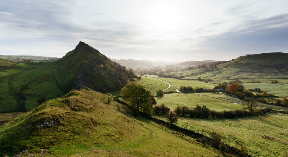 Elevated view of Chrome Hill landscape poster print from Peak District, Derbyshire.