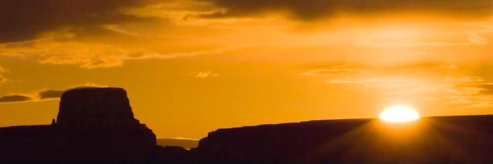 Silhouette of rock formations at sunrise in the Grand Canyon, Arizona.