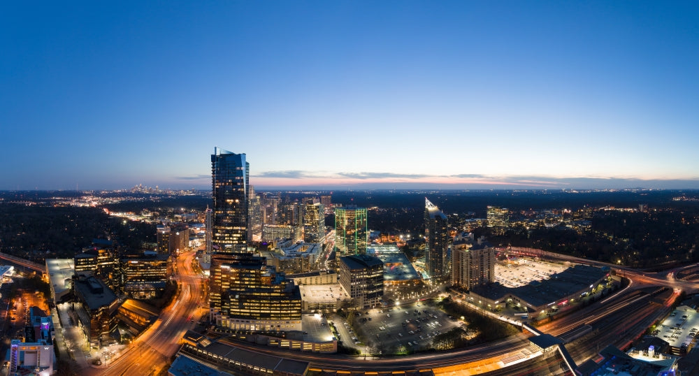 Buckhead District and Downtown Atlanta Sunset Poster Print