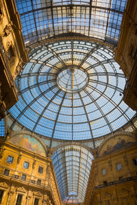 Galleria Vittorio Emanuele II glass dome poster print showcasing Milan's architectural beauty.