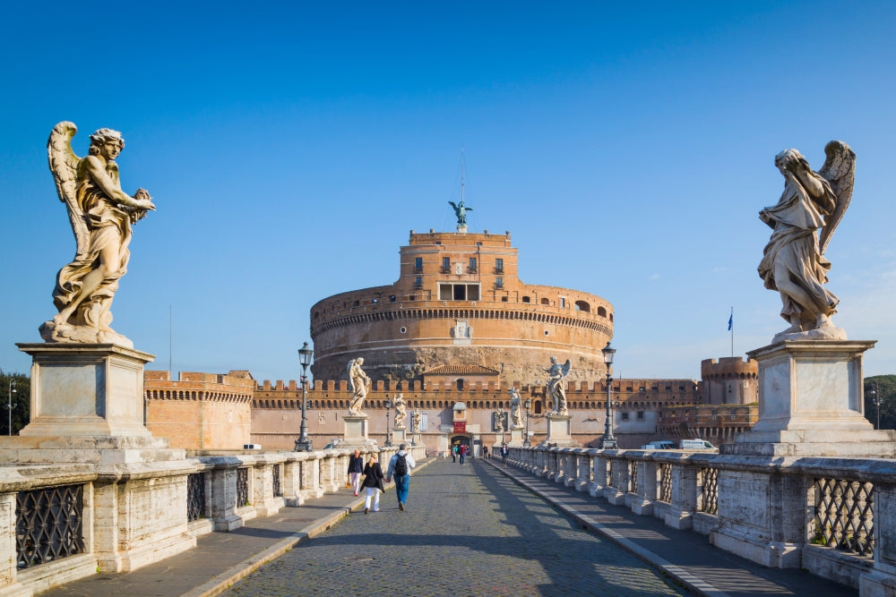 Poster print of Ponte Sant'Angelo and Castel Sant'Angelo in Rome, Italy.