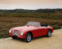 1952 Aston Martin DB2 Drophead Coupe Poster Print showcasing classic British automotive design.